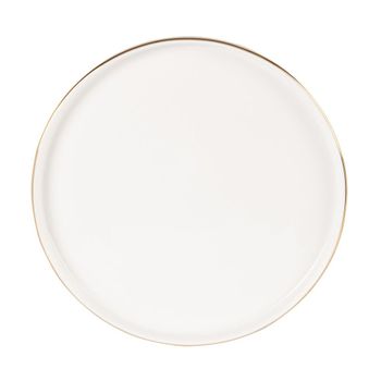 Plato de postre de porcelana blanca y dorada