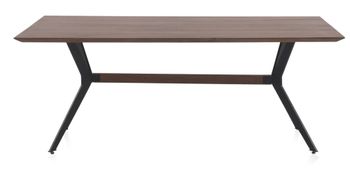Mesa de madera maciza de acacia 200x100 con patas metálicas negras