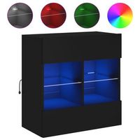 mueble tv de pared  mueble de salon  armario tv con luces led negro 585x30x605 cm