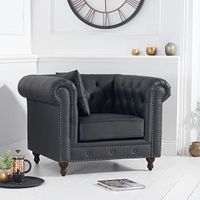 milano chesterfield black leather armchair