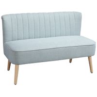 homcom sofa 2 plazas acolchado suave funda facil de cuidar hasta 220 kg 117 x 565 x 77 cm verde claro