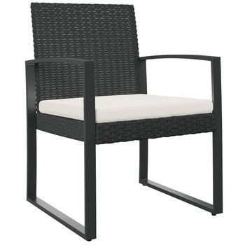 Pack 2 Uds Sillas De Comedor Para Jardín | Silla De Exterior | Sillón Pp Aspecto De Ratán Negro