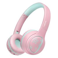 logilink my first - auriculares infantiles plegables bt 54 volumen maximo 85 db con microfono color rosa y azul claro