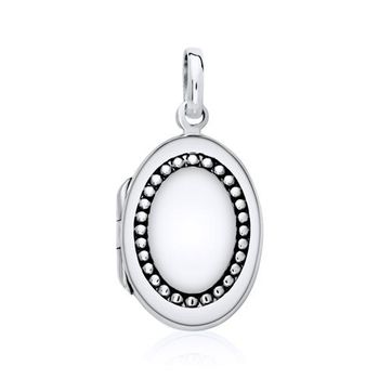 Relicario ovalado grabable de plata 925