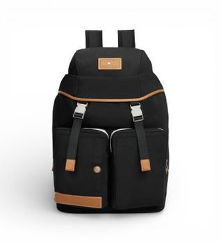 Tommy Hilfiger para hombre. AM0AM14143 Mochila Casual con solapa y bolsillos newgro (OSFA), Negro, Poliéster