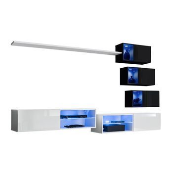 Conjunto De Muebles De Sala Switch Xxiv Diseño, Color Blanco Y Negro.