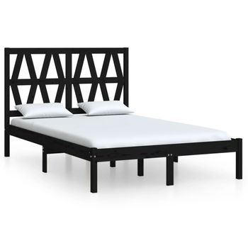 Estructura De Cama De Madera Maciza De Pino Negra 140x200 Cm Vidaxl