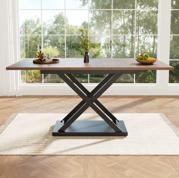 Mesa de comedor marrón de mdf extensible 120-160x80x75 cm