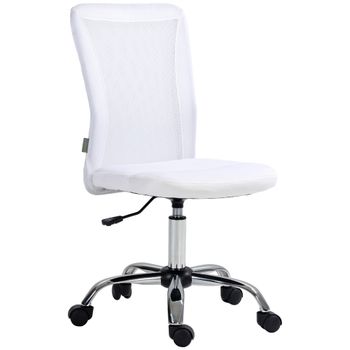 Vinsetto Silla de oficina ergonómica altura ajustable base cromada giratoria 360° revestimiento malla blanco
