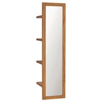 espejo de pared con estantes madera de teca maciza 30x30x120 cm vidaxl