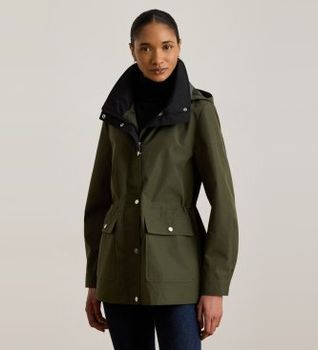 Lauren Ralph Lauren para mujer. 297P18060002 Anorak con cuello embudo y capucha verde (XL), Casual, Poliéster Reciclado