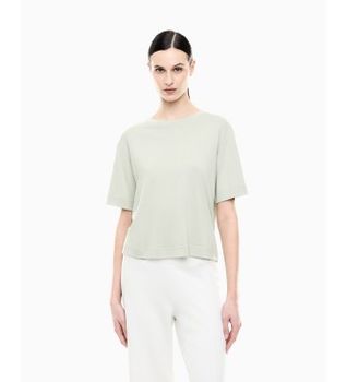 EA7 para mujer. 7W001015_AF13919 Camiseta en mezcla de viscosa Precious verde (L), Casual, Deportivo, Manga corta