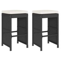 2 uds taburetes altos de bar  taburete alto de jardin cojines ratan pe negro