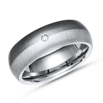 Anillo de titanio y plata con diamante 0,02ct