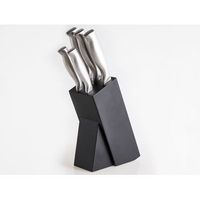 conjunto moderno de 5 cuchillos con bloque afilados a mano acero inoxidable con dureza 54 hrc plateado mashiko