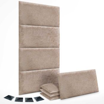Dhome Juego De 8 Paneles Tapizados De Lana Ecológica Pack Autoadhesivos Para Pared Acústicos Absorbentes Protección (marrón Claro, 60x50cm, X8)