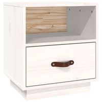 mesita de noche con cajon y compartimento 40 x 34 x 45 cm madera maciza de pino blanco dec033348