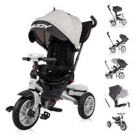 triciclo evolutivo speedy air con ruedas de goma asiento giratorio 360 y capota de lorelli - greyblack