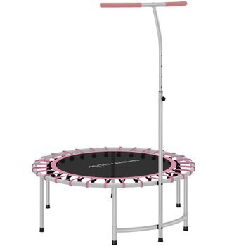 SPORTNOW Cama Elástica Fitness Ø102 cm con Mango Ajustable de 5 Niveles y Marco de Acero para Entrenamiento Piernas Cuerpo Azul