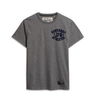 Superdry para hombre. M1012041A Camiseta de manga corta con detalle en el pecho Vintage Athletic gris (XXL), Casual, Algodón
