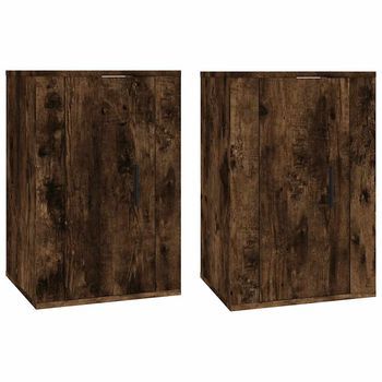 2 Uds Muebles Tv De Pared | Mueble De Salón | Armario Tv Roble Ahumado 40x34,5x60 Cm