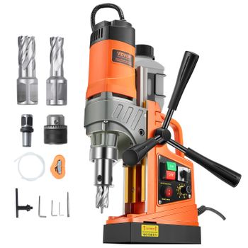 VEVOR 1450 W Taladro Magnético Diámetro de Perforación de 40 mm, Taladro de Columna Eléctrico Portátil de 12500 N con Velocidad Variable, Máquina de Perforación para Cualquier Superficie