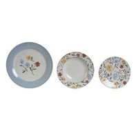 vajilla set 18 porcelana 27x27x3 floral azul