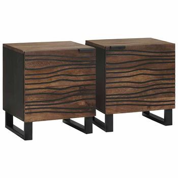 Mesitas De Noche 2 Uds - Mueble Dormitorio - Madera De Ingeniería - Nogal (40x33x46cm)