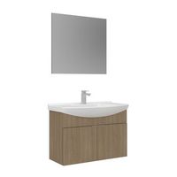 conjunto de mueble con lavabo y espejo 2 piezas  - 80 x 50 x 58 cm - roble