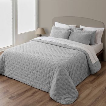 Colcha Verano Geométrico + Funda De Cojín 150 Cm Rufino Diaz, Gris