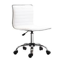 homcom silla de escritorio blanca sin brazos para estudio giratoria con altura ajustable tapizada en pu blanco   aosom espana