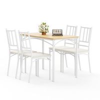 mesa y 4 sillas - comedor - tablero de particulas - natural y blanco 110x60x765cm