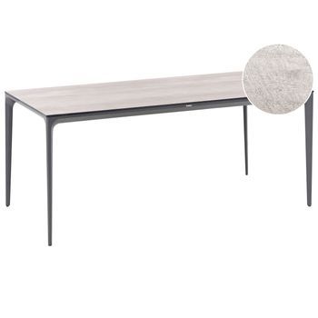 Mesa De Comedor De Jardín Con Tablero De Hpl Y Estructura De Aluminio Resistente A Los Rayos Uv Agua Óxido Gris Oscuro/gris Claro Sovareto