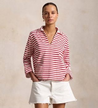 Polo Ralph Lauren para mujer. 211A12733002 Polo Striped rojo (M), Casual, Algodón, Manga larga