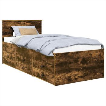 Sofá Cama Con Cajón Manual Roble Ahumado Y Negro 90 X 200 Cm Vidaxl