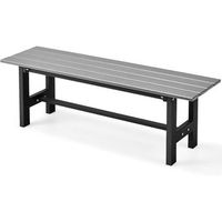 banco exterior de 2 plazas para jardin con estructura metal costway 120 x 36 x 405 cm carga 300kg gris