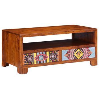 Mesa De Centro De Madera Maciza De Acacia 90x50x40 Cm Vidaxl