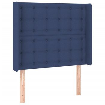 Cabecero Cama | Panel De Cabecera Con Orejas De Tela Azul 93x16x118/128 Cm