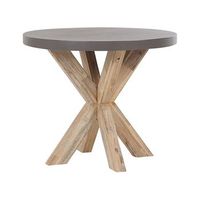mesa de comedor para jardin gris tablero de cemento reforzado con patas de madera de acacia para 4 personas o 90 cm olbia