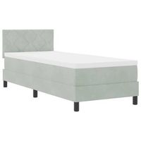 cama individual  cama para adulto  cama box spring led con led gris claro 80 x 200 cm terciopelo