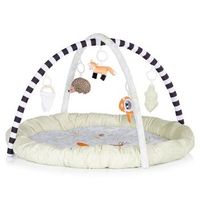 manta de actividades con bordes acolchados y juguetes colgantes de chipolino little fox