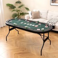 mesa de poker plegable 182 cm para 8 jugadores ovalada portatil con portavasos barandillas acolchadas verde cfw47444