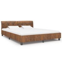 estructura de cama de piel de ante artificial marron 160x200 cm