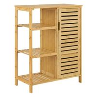 mueble de bano vetlanda con puerta y 3 estantes bambu 87 x 66 x 33 cm natural encasa