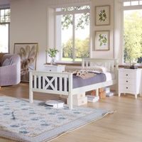 cama individual madera 90x200 somier laminas cabecero pino macizo blanca infantil juvenil