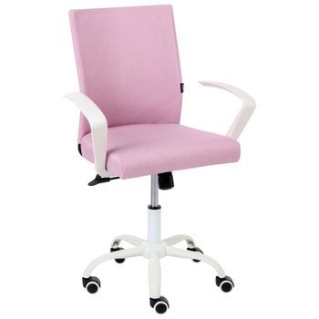 Silla De Oficina Giratoria Con Altura Y Respaldo Ajustables Tapizada En Tela Rosa Modra
