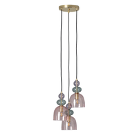 ledkia lampara colgante metal y cristal tri baudelaire