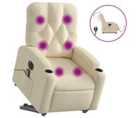 sillon de masaje electrico reclinable - sillon relax elevable tela crema