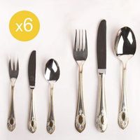 juego de cubiertos en acero inoxidable 1810 banados en oro 36 piezas toscana royal 6 cucharas 6 tenedores 6 cuchillos 6 cucharas de postre 6 tenedores de postre 6 cuchillos de postre