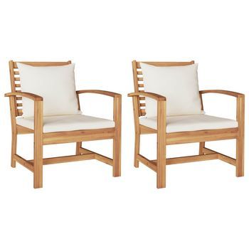Silla Con Cojín 2 Pieza Marrón Y Crema 65 X 60 X 76,5 Cm Vidaxl